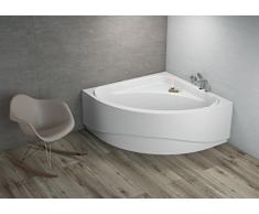 ALB Komfortable Eck Badewanne-Acryl 140x140x580 inkl. Wannenfuß und Ablaufgarnitur, Schürze:mit Schürze