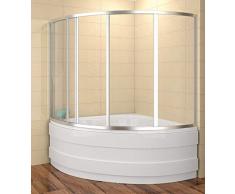 Badewannenaufsatz 120x120cm Duschbadewanne 120x120x135 cm (LxBxH) Duschabtrennung Badewanne 4-teilig