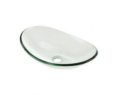 [neu.haus] Waschbecken aus gehärtetem Glas (47x31cm) oval Aufsatzbecken Schale
