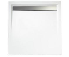 Schulte Duschwanne 100x100 cm, Quadrat extra-flach 2,5 cm, Sanitär-Acryl alpin-weiß, inkl Ablauf mit Rinnenabdeckung chrom-optik und Füßen