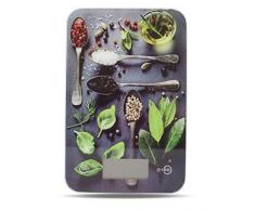 Küchenwaage digital Electronische Design Waage mit LCD Display Digitalwaage mit Tara Funktion Einheiten Taste für g, kg, lb, oz, Farben wählbar bis 5 KG Aufhänger als Wanddeko Glasbild (Design Pesto)