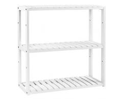 SONGMICS Bambus Regal, höhenverstellbar, 3-stöckiges Badregal, Wandregal, Standregal, Küchenregal, Bücherregal, 60 x 15 x 54 cm, weiß BCB13W