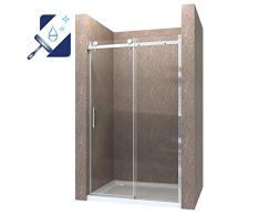 AQUABATOS® 110cm Duschabtrennung Duschtür Nischentür Schiebetür Duschwand Duschtrennwand 8mm ESG Glas mit Nano Beschichtung Höhe 195cm