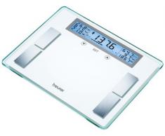 Beurer BG 51 Diagnosewaage (XXL Glaswaage bis 200 kg Tragkraft, 100 g Einteilung, Anzeige von Körpergewicht, -fett, - wasser, Muskelanteil, Knochenmasse, BMI, Kalorienbedarf)