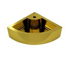 vidaXL Waschbecken mit Überlauf Eck Waschtisch Aufsatzwaschbecken Waschplatz Handwaschbecken Waschschale Badezimmer 45x32x12,5cm Keramik Golden
