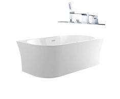 Freistehende Raumsparbadewanne NOVA CORNER PLUS Acryl weiß - Einbau rechts - 170 x 78 cm -Siphon:Ohne Siphon, Vormontage:Mit Vormontage (5 Werktage), Wannenarmatur:Mit Wannenarmatur 6080 Chrom