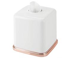 mDesign Kosmetiktücherbox – praktische Taschentuchbox für das Badezimmer oder Büro – moderner Taschentuchspender als edle Verkleidung von einfachen Tissue Boxen – weiß/rotgold