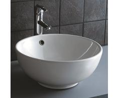 NEG Waschbecken Uno20A (rund) Aufsatz-Waschschale/Waschtisch (weiß) mit hohem Rand und Nano-Beschichtung