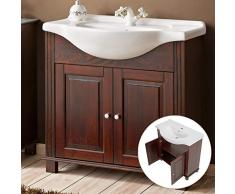 Lomadox Waschtischunterschrank 85cm Keramik-Waschbecken Im Landhausstil AVEIRO-56 Pinie Massivholz braun B/H/T: 85/81/47cm