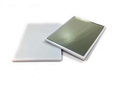 Eckiger kleiner Taschenspiegel - Handspiegel, Kunststoff-Korpus, Rahmenfarbe weiss