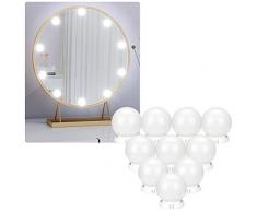 Mitening Hollywood-Stil LED Spiegelleuchte, Schminkspiegel mit Licht Schminklicht 7000K Schminktisch Beleuchtung für Kosmetikspiegel Badzimmer Spiegel, 10 Dimmbar LED-Lampen [Energieklasse A+++]