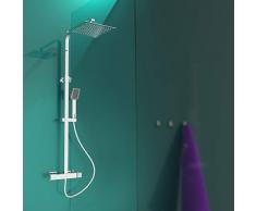 EISL DX1104CST Duschset CALVINO, Duschsäule 2 in 1 mit großer Regendusche (250 x 250 mm) und Handbrause, Dusche mit Thermostat Armatur, komplettes Montageset, Chrom