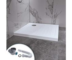 Duschwanne Duschtasse 100x100 Quadratisch Acryl inkl. Ablaufgarnitur (Syphon) Weiss - Duschwanne mit Gefälle (100x100)