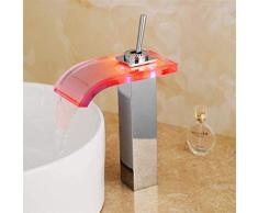 MIFAN 2018 New Robinet Salle De Bain Baralho Torneira Finish Badezimmer Wasserfall LED Wasserhahn Glaswaschbecken Mischbatterie Deck Deck Waschbecken