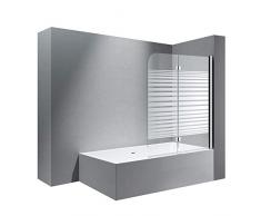 Sogood BxH:120x140cm Duschabtrennung/Duschwand für Badewanne aus Glas Cortona1408S-rechts,Badewannenaufsatz, Wandanschlag rechts, inkl. Nanobeschichtung, Badewannenfaltwand