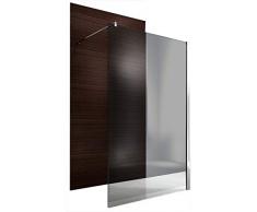 Duschabtrennung Walk-In Nano Echtglas EX101 - graues Glas - Breite wählbar, Breite Walk-In:1200mm