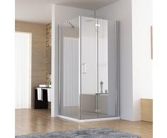 100 x 75 x 197 cm Dusche Duschkabine 100cm Falttür Duschwand 75cm Seitenwand Nano Glas