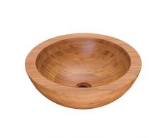 NEG Waschbecken Madera R35 (rund) Bambus/Massivholz Aufsatz-Waschschale/Waschtisch (braun) mit versiegelter/karbonsierter Oberfläche