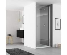 IMPTS Dusche Nische 80 x 185 cm Duschkabine Nischentür Duschtür Schwingtür Nische Pendeltür Rahmenlos Duschabtrennung 6mm ESG Glas,Ohne Duschwanne