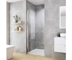 WELMAX 76 x 185 cm Duschtür Duschkabine 6mm ESG Glas Pendeltür Dusche Duschabtrennung mit Beidseitiger Nano Beschichtung