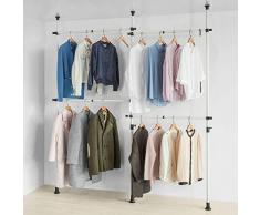 SoBuy KLS03 Kleiderständer Garderobenständer mit 4 Kleiderstangen Teleskop Garderoben System Verstellbares Regalsystem BH ca.: 138-235x200-270cm