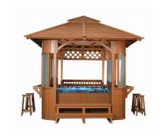 EO-SPA Aussenwhirlpool Gazebo LT04 inkl. Barhocker 300x300 braun