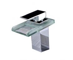 Küchenarmatur Mischbatterie Waschbecken Armatur Bad Badewannenarmatur Waschtischarmatur Alle Kupfer Led Wasserfall Glas Kalt Und Heiß Wasser Wasserhahn Becken Leuchtende Temperaturregelung Verfärbung