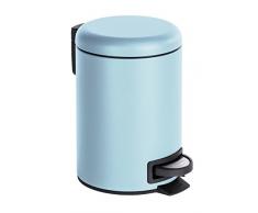 WENKO 22147100 Kosmetik Treteimer Leman, Kosmetikeimer, Mülleimer Fassungsvermögen: 3 l, Stahl, 17 x 25 x 22,5 cm, hellblau