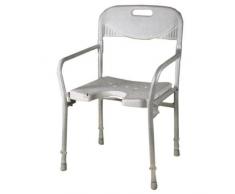 Duschstuhl, faltbar mit Rücken-und Armlehne, höhenverstellbar, mit Intimausschnitt