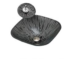 AllureFeng Square Art Glaswaschtisch/gehärtetes Glas zeitgenössischen Waschbecken Set