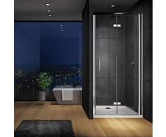 IMPTS 120cm Duschkabine Nischentür Duschabtrennung 180° Schwingtür Falttür Duschtür Duschwand Dusche 6mm Nano Glas Höhe:195cm