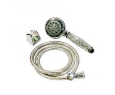 axentia Duschbrause in Silber, Wellnessbrause mit 5 Brausefunktionen, Handbrause mit 1/2 Zoll-Anschluss, Duschkopf inkl. Schlauch und Duschbrausenhalter