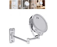 HULYZLB Kosmetikspiegel6-Zoll-Wandkosmetikspiegel mit Licht - 7-facher Vergrößerung, beidseitiger Kosmetikspiegel, Batterieladung