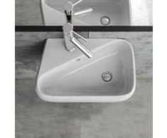 KERABAD Design Keramik Waschbecken Waschtisch Waschschale Aufsatzwaschbecken Aufsatzwaschtisch Gäste WC Becken mit Armaturloch Links KB-A486-L BxTxH 45,5x28x15,5cm