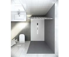 bodengleiche Duschwanne mit Duschrinne 120x100 aus Mineralguss - begehbare Dusche 100x120 - werkseitig einkürzbar