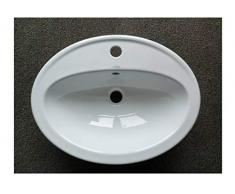 Keramik - Waschbecken/Einbauwaschtisch 53,5 x 41 cm oval, weiß mit 1 Hahnloch