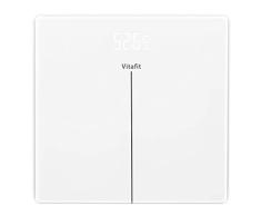 Vitafit Digitale Waage Personenwaage mit Helle LED Anzeige,Personenwaagen mit Step-On Technologie,Körperwaage aus Sicherheitsglas und 4 Hochpräzise Sensoren, 5kg-180kg, Elegante weiß