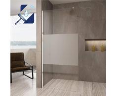 AQUABATOS® 120x200 cm Duschwand Glas Duschabtrennung teilsatiniert Milchglas Walk-In Dusche aus Echtglas 10mm ESG-Sicherheitsglas mit Nano Beschichtung