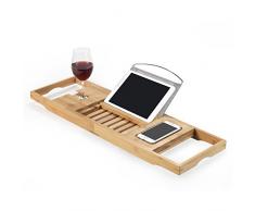 TERRA SELL Hochwertiges Badewannentablett/Badewannenbrett/Badewannenablage/Badebrett/Badewannentisch Bambus