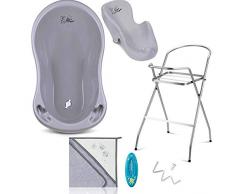 Baby Badewanne mit Gestell - 7 Set für Neugeborene mit Babybadewannen + Ständer + Badewannensitz - Babywanne mit Ständer