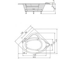 Eck Badewanne Sissy 130 x 130 cm weiß Acryl Komplettset mit Wannenträger und Ablaufgarnitur