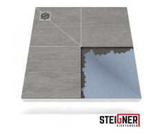 Duschelement MINERAL PLUS 1.Pos Duschboard befliesbar 90x120 cm DEZENTRALER Punkt Ablauf WAAGERECHT - EPS Bodenelement ebenerdig barrierefreie Duschwanne bodengleich
