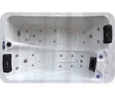 perfect-spa Whirlpool Arizona Indoor/Outdoor Whirlpools Aussenwhirlpool Hot Tub Spa Außenwhirlpool Balboa Steuerung (Wanne SkyWhite, Außenverkleidung Schwarz)