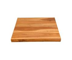wohnfreuden Teak Holz Waschtischplatte Natur braun ✓ 50x40x4 cm ausgetrocknet und lasiert ✓ Holz-Platte für für Waschbecken