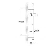Grohe Power&Soul Brausestange 600mm, variable Bohrlöcher zur Befestigung, chrom