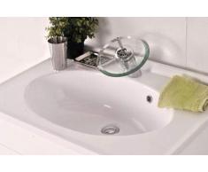 SAM Milchglasbecken Santana, 70 cm, Waschbecken oval, weißes Glas, Waschtisch, ohne Unterschrank