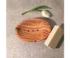 Seifenschale, Olivenholz, oval, Seifenhalter, perforiert, handgefertigt