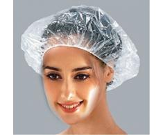 100 Stück Einweg Duschhaube, Kunststoff Duschkappe, Haarschutz Haarhaube für Salon, Spa, Reise, Hotel, Dusche, Braids Durchsichtig