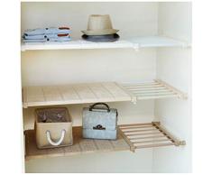 HyFanStr Teleskop-Garderobensystem Regalsystem, Regaltrenner für den Kleiderschrank Teleskopregal für Küche, Schlafzimmer, Badezimmer, Ohne Bohren/Schrauben(Breite:30cm, Länge:33~53cm)