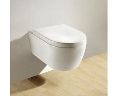 Soho Hänge Wand WC ohne Unterspülrand Toilette Brillant Weiss mit Duroplast WC-Sitz und Nano Beschichtung